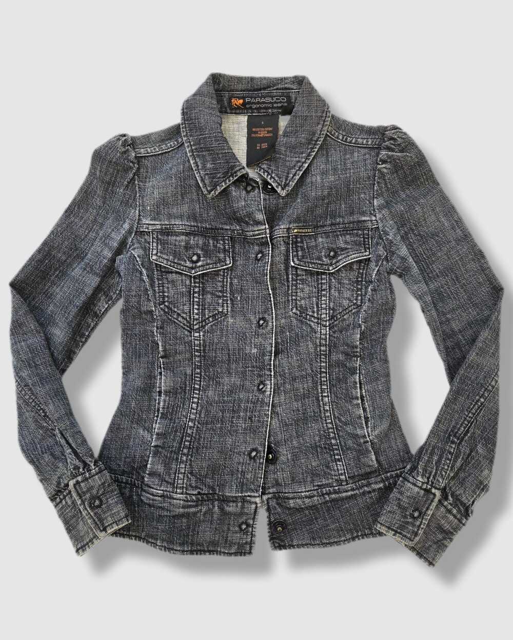 Vintage Y2K Parasuco denim jacket dark blue puff shoulders | XS‑S